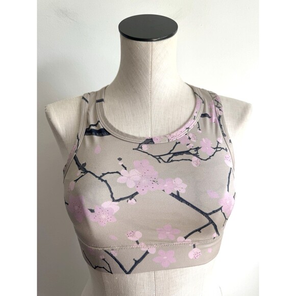 New Balance Sports Bra Strappy Crisscross Floral Stretch Size M Women - Picture 6 of 8